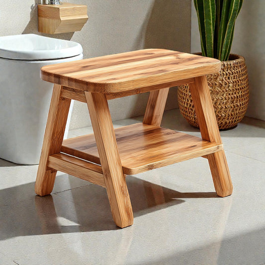 Natural Bamboo Toilet Stool - Eco-Friendly Bathroom Squat Aid
